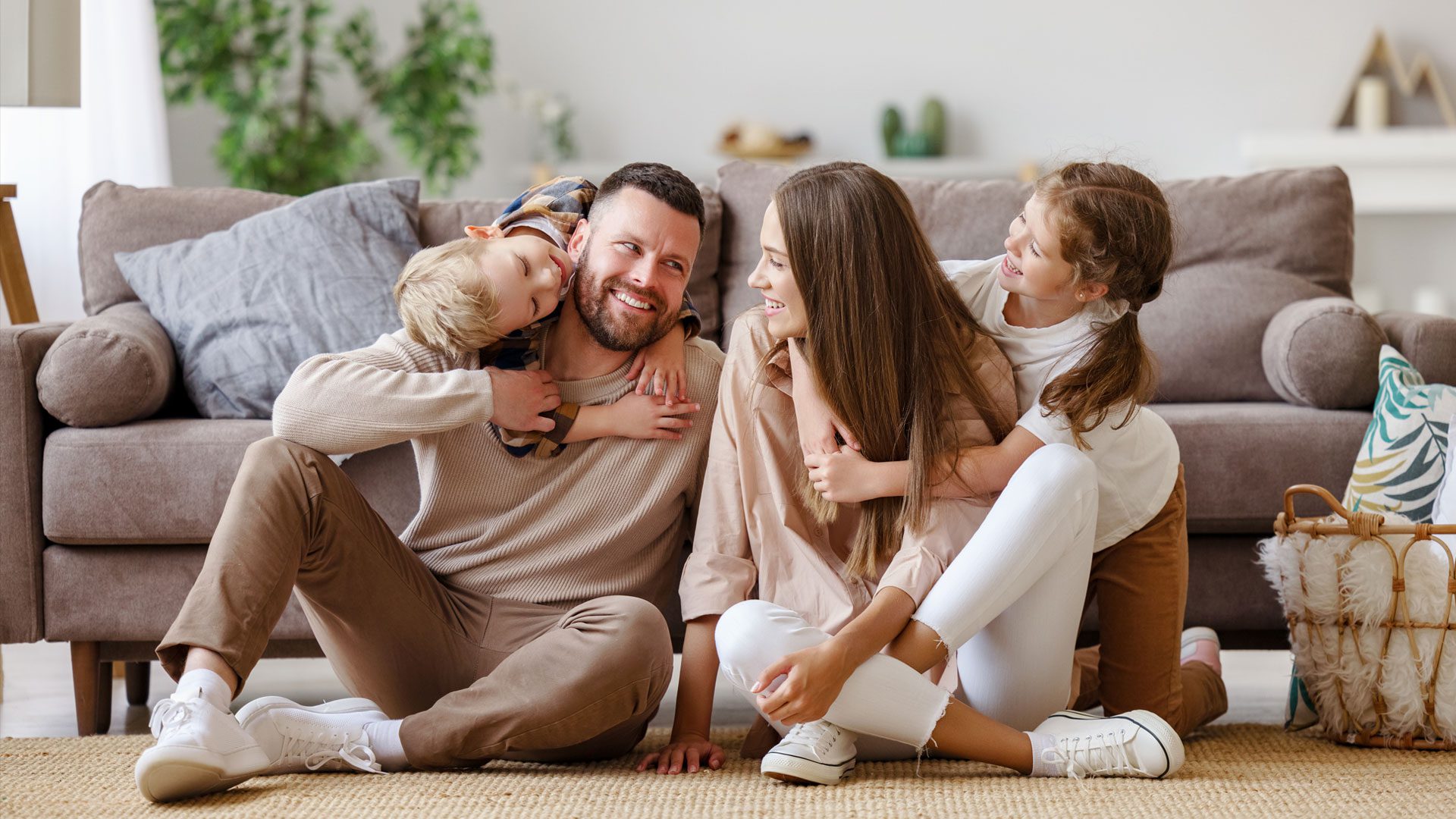 Familj med två barn